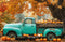 Kate Automne Camion Bleu Citrouilles Érable Toile de fond conçue par Emetselch - Kate Backdrop FR