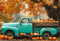 Kate Automne Camion Bleu Citrouilles Érable Toile de fond conçue par Emetselch - Kate Backdrop FR