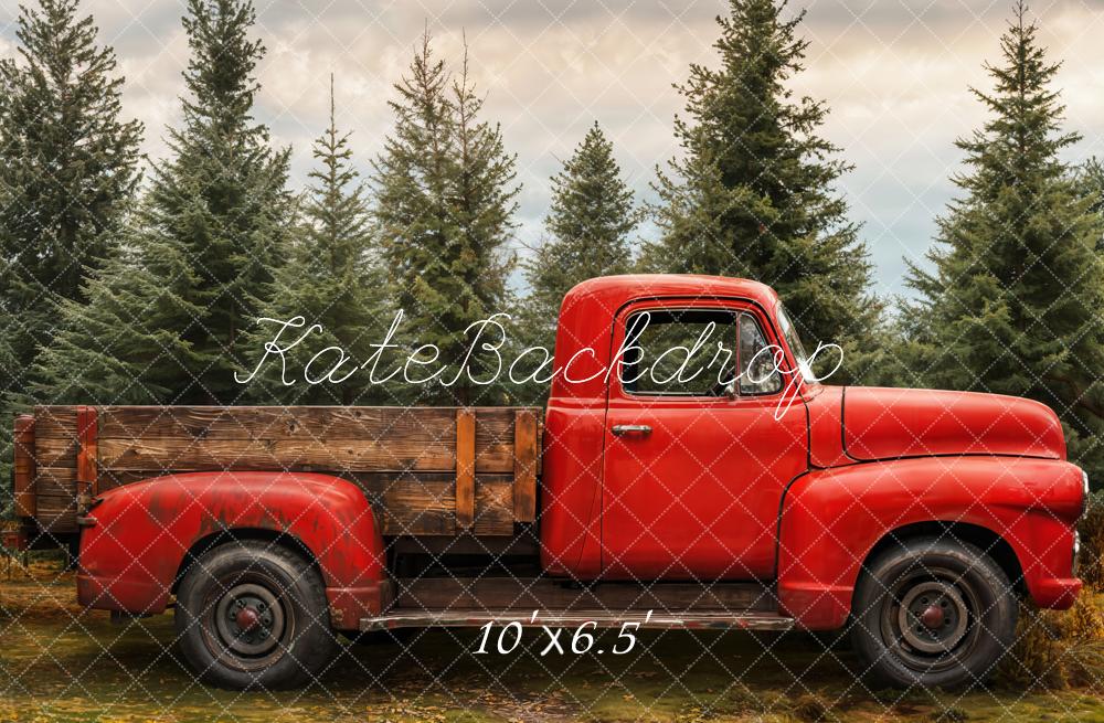 Kate Noël Camion Rouge Forêt Toile de fond conçue par Emetselch - Kate Backdrop FR