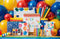 Kate Scolaire Crayons Coloré Ballons Peinture Toile de fond conçue par Emetselch - Kate Backdrop FR