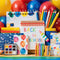 Kate Scolaire Crayons Coloré Ballons Peinture Toile de fond conçue par Emetselch - Kate Backdrop FR