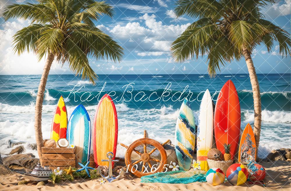 Kate Été Planches de surf Plage Mer Toile de fond conçue par Emetselch - Kate Backdrop FR
