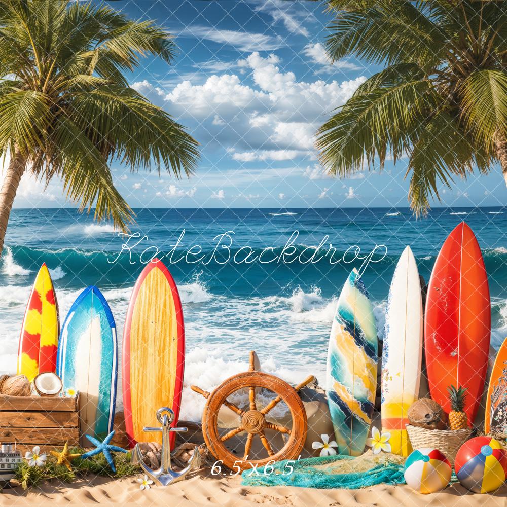 Kate Été Planches de surf Plage Mer Toile de fond conçue par Emetselch - Kate Backdrop FR