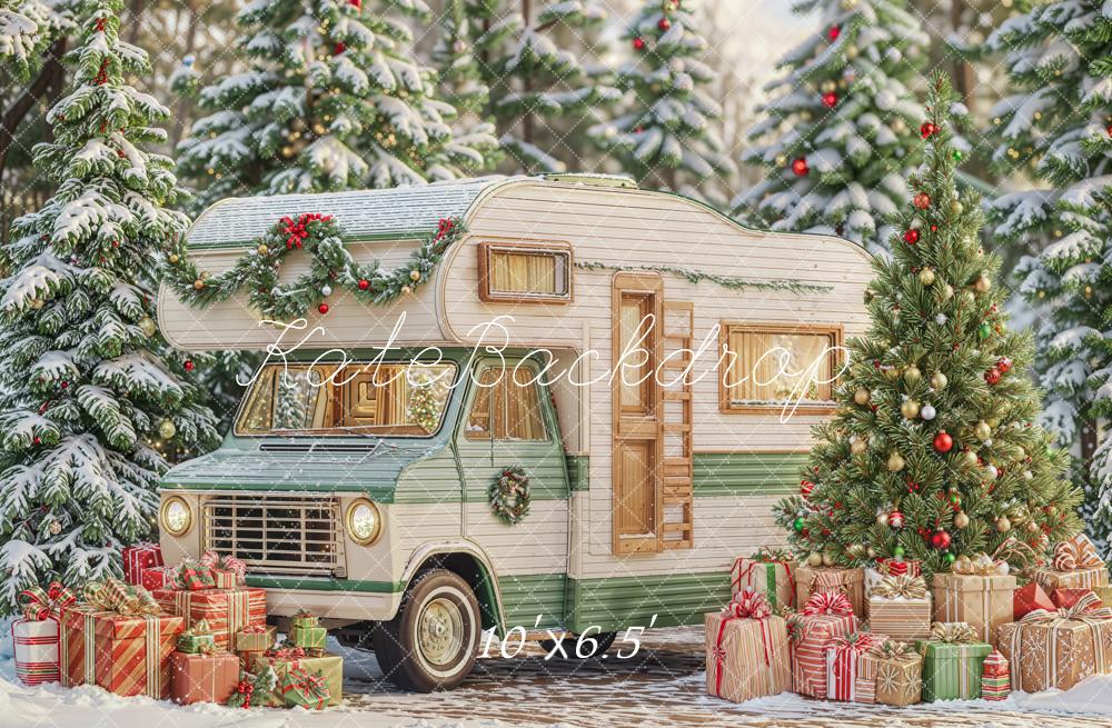 Kate Noël Camping-car Cadeaux Forêt Neige Toile de fond conçue par Emetselch - Kate Backdrop FR