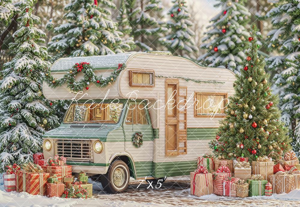 Kate Noël Camping-car Cadeaux Forêt Neige Toile de fond conçue par Emetselch - Kate Backdrop FR