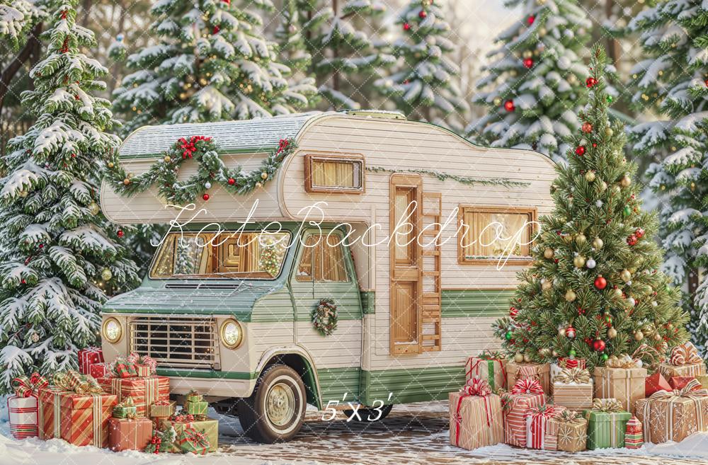 Kate Noël Camping-car Cadeaux Forêt Neige Toile de fond conçue par Emetselch - Kate Backdrop FR