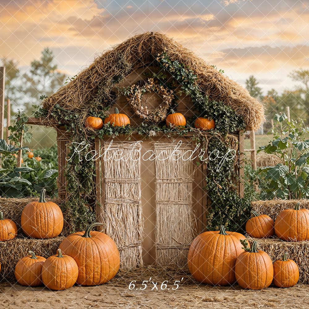 Kate Automne Citrouille Ferme Porte Rustique Toile de fond conçue par Emetselch - Kate Backdrop FR