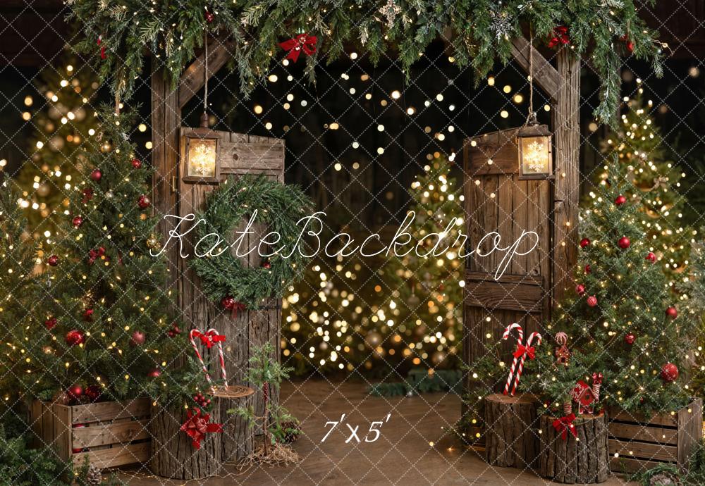 Kate Sapin de Noël Rustique Grange Porte Toile de fond conçue par Emetselch - Kate Backdrop FR