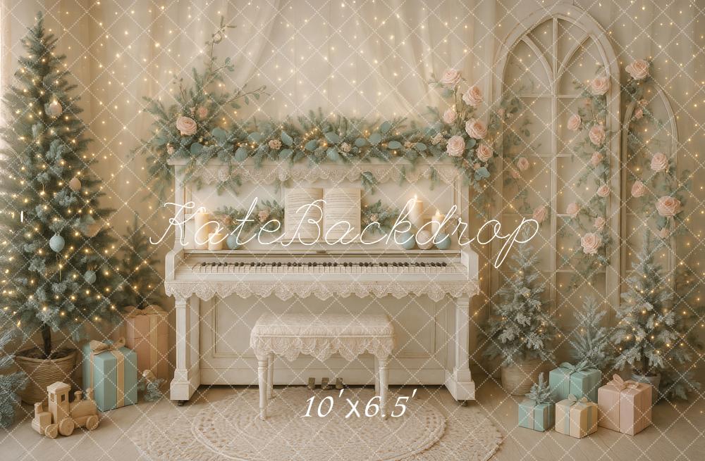 Kate Noël Cadeaux Piano Roses Arbre Toile de fond conçu par Ashley Paul - Kate Backdrop FR