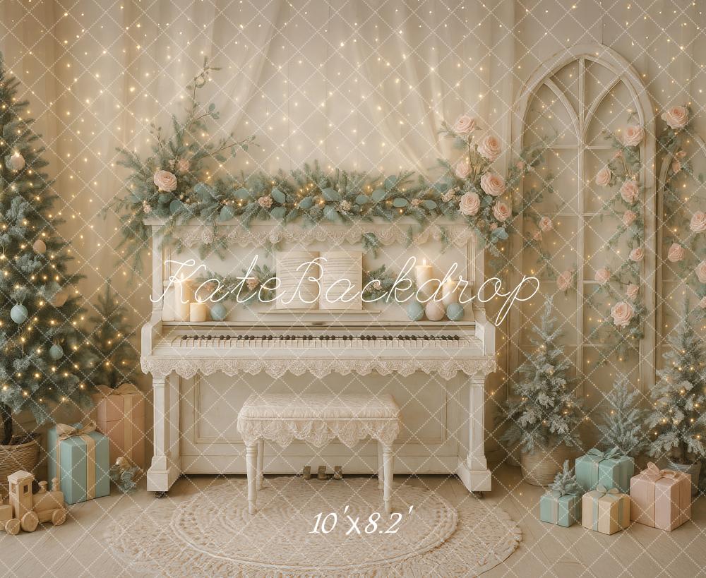 Kate Noël Cadeaux Piano Roses Arbre Toile de fond conçu par Ashley Paul - Kate Backdrop FR