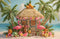 Kate Été Tropical Flamant rose Plage Toile de fond conçu par Ashley Paul - Kate Backdrop FR