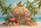 Kate Été Tropical Flamant rose Plage Toile de fond conçu par Ashley Paul - Kate Backdrop FR