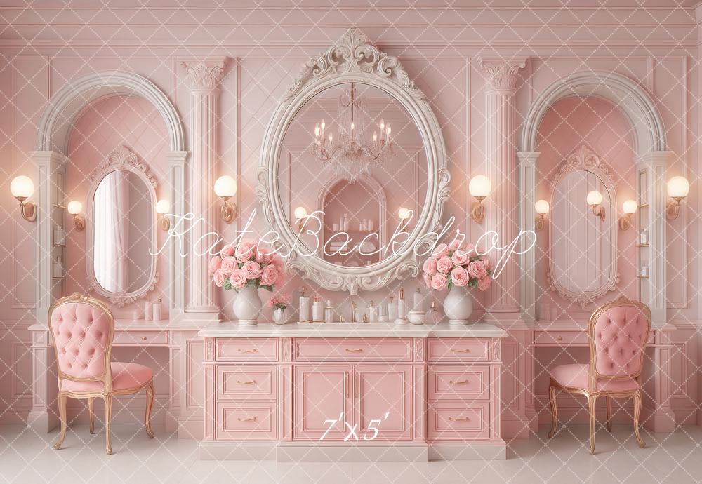 Kate Coiffeuse Chic Miroir Rose Toile de fond conçu par Ashley Paul