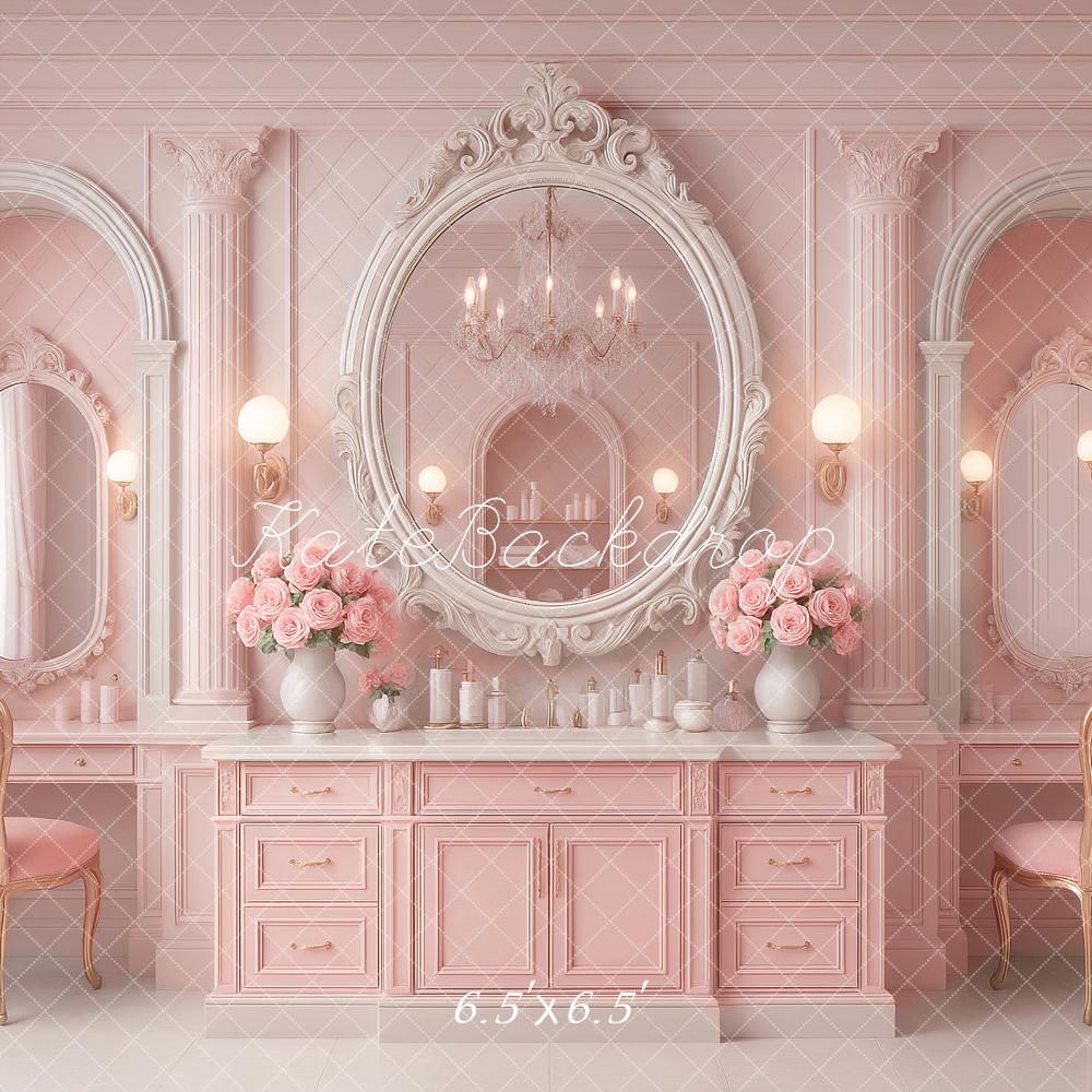 Kate Coiffeuse Chic Miroir Rose Toile de fond conçu par Ashley Paul