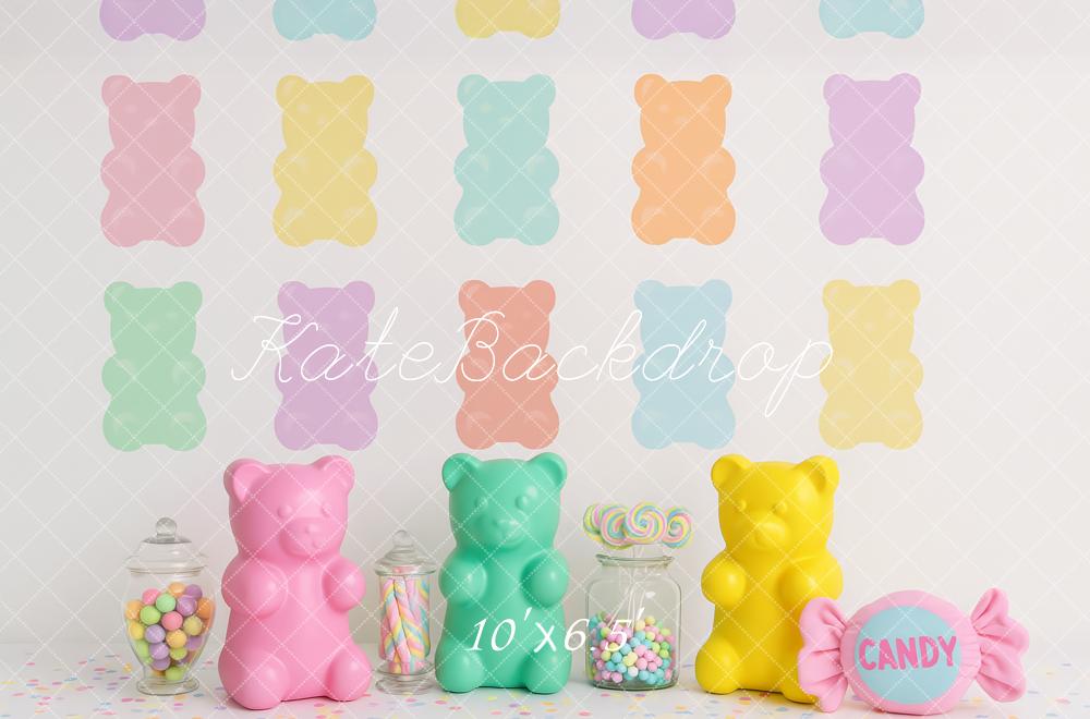 Kate Cake Smash Pastel Oursons Bonbons Toile de fond conçue par Patty Roberts - Kate Backdrop FR