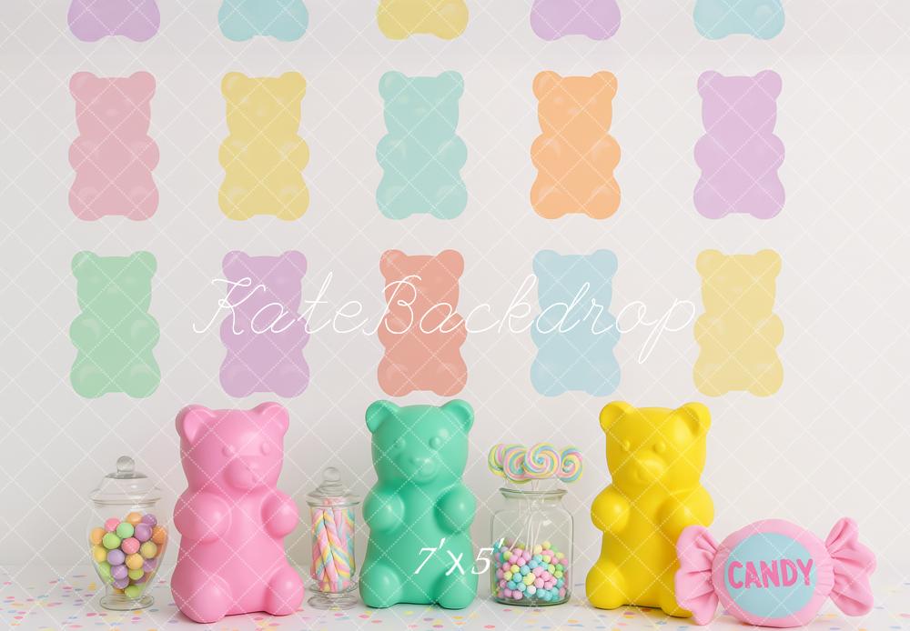 Kate Cake Smash Pastel Oursons Bonbons Toile de fond conçue par Patty Roberts - Kate Backdrop FR