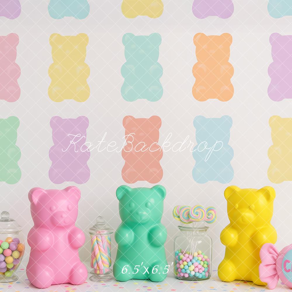 Kate Cake Smash Pastel Oursons Bonbons Toile de fond conçue par Patty Roberts - Kate Backdrop FR