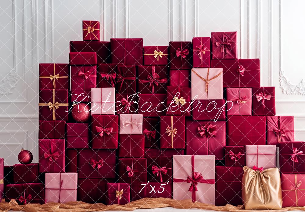 Kate Noël Cadeaux Rouge Mur Rétro Toile de fond conçue par Patty Roberts - Kate Backdrop FR