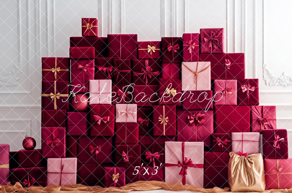 Kate Noël Cadeaux Rouge Mur Rétro Toile de fond conçue par Patty Roberts - Kate Backdrop FR