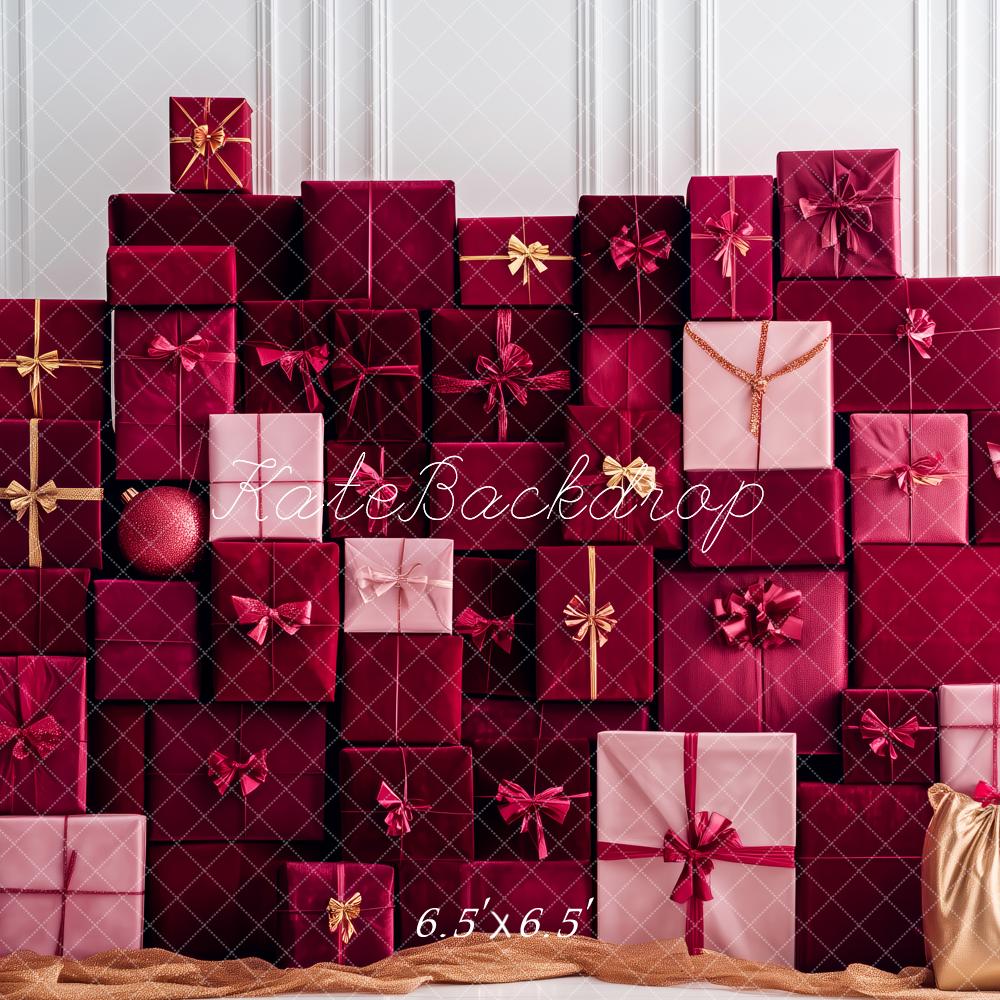 Kate Noël Cadeaux Rouge Mur Rétro Toile de fond conçue par Patty Roberts - Kate Backdrop FR