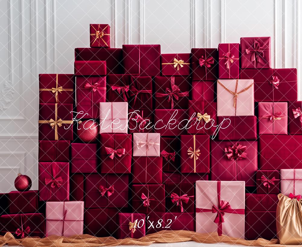 Kate Noël Cadeaux Rouge Mur Rétro Toile de fond conçue par Patty Roberts - Kate Backdrop FR