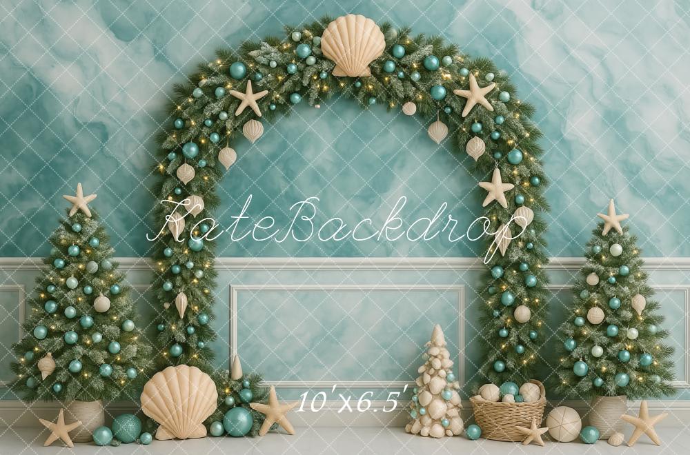 Kate Sapin de Noël Arche Étoile de mer Toile de fond conçue par Megan Leigh - Kate Backdrop FR