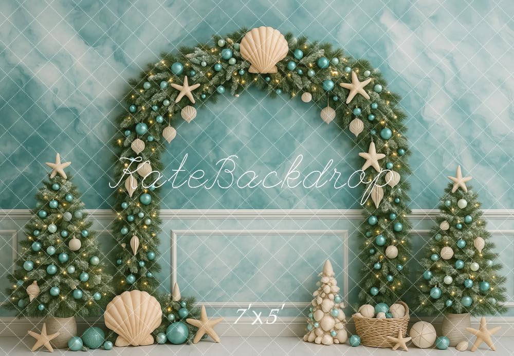 Kate Sapin de Noël Arche Étoile de mer Toile de fond conçue par Megan Leigh - Kate Backdrop FR