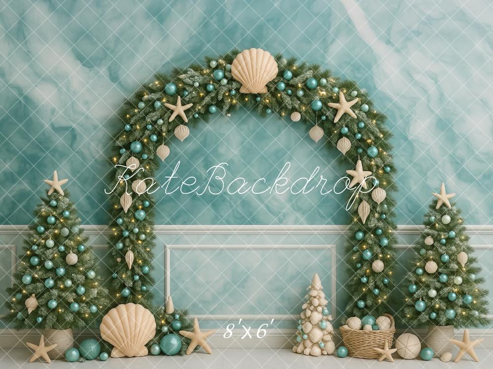 Kate Sapin de Noël Arche Étoile de mer Toile de fond conçue par Megan Leigh - Kate Backdrop FR