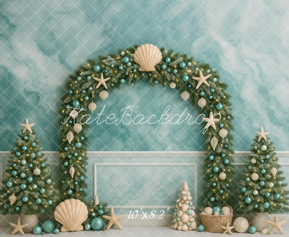 Kate Sapin de Noël Arche Étoile de mer Toile de fond conçue par Megan Leigh - Kate Backdrop FR