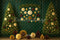 Kate Sapin de Noël Décors Mur Rétro Vert Toile de fond conçue par Megan Leigh