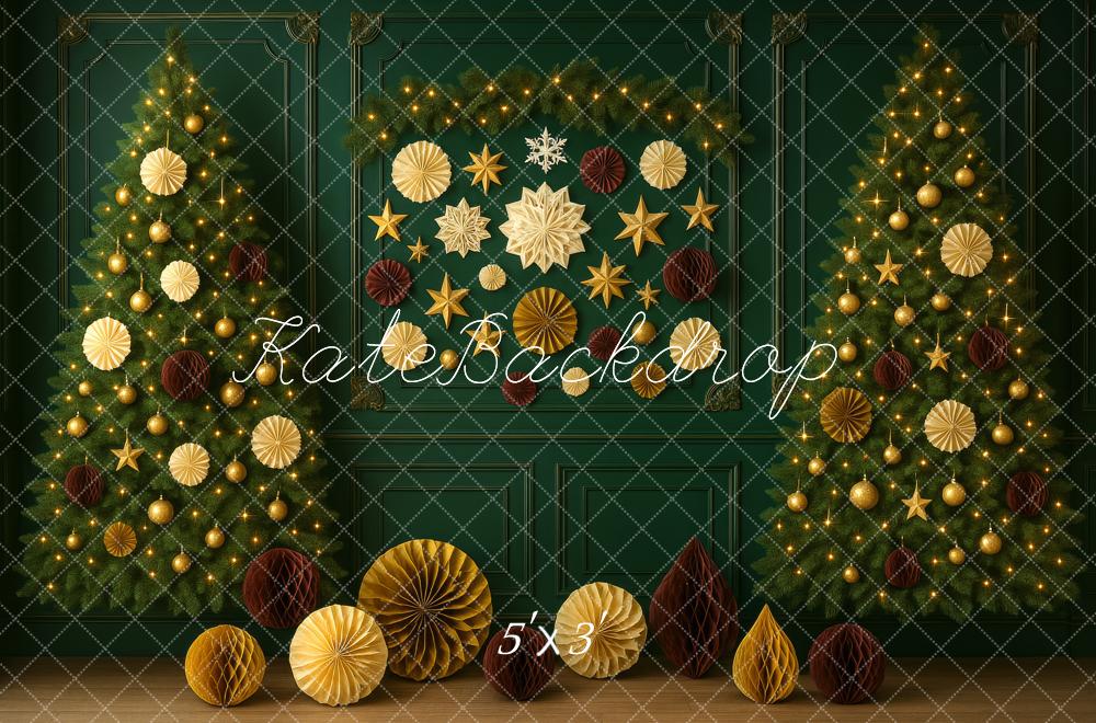 Kate Sapin de Noël Décors Mur Rétro Vert Toile de fond conçue par Megan Leigh - Kate Backdrop FR