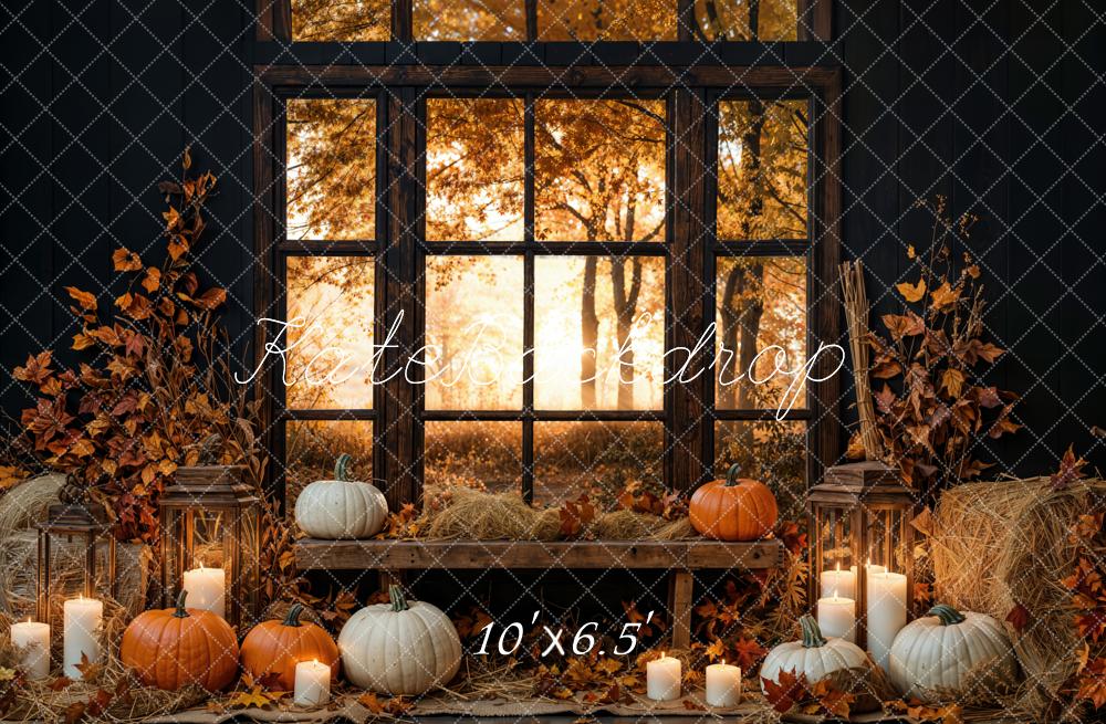 Kate Automne Citrouille Bougie Fenêtre Toile de fond conçue par Emetselch - Kate Backdrop FR
