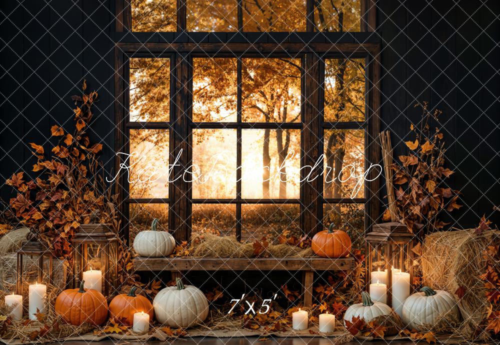 Kate Automne Citrouille Bougie Fenêtre Toile de fond conçue par Emetselch - Kate Backdrop FR