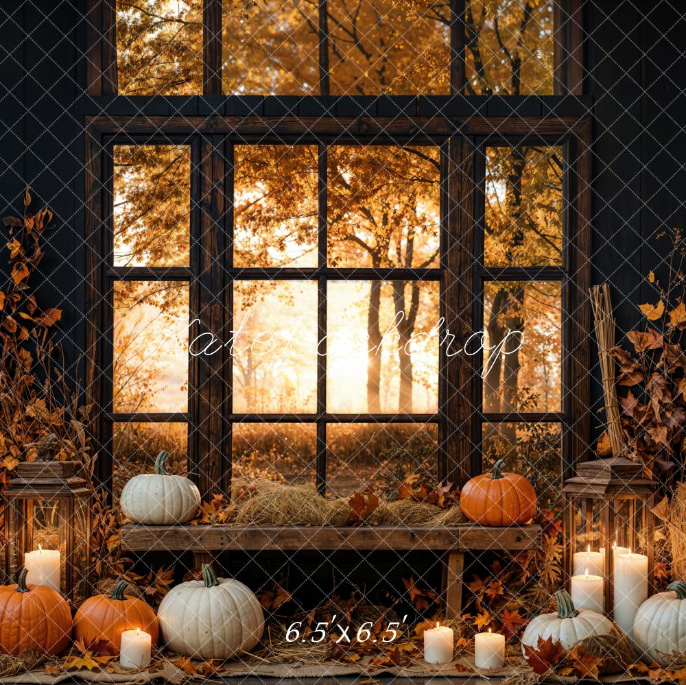 Kate Automne Citrouille Bougie Fenêtre Toile de fond conçue par Emetselch - Kate Backdrop FR