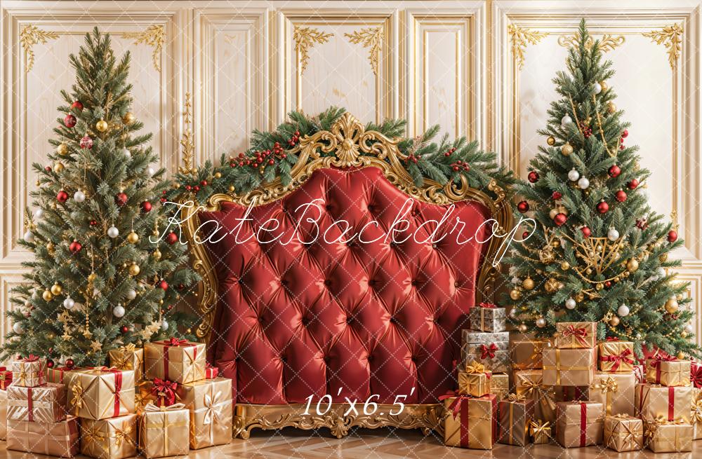 Kate Sapin de Noël Tête de lit Cadeaux Rouge Toile de fond conçue par Emetselch - Kate Backdrop FR