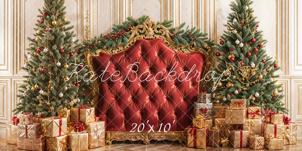 Kate Sapin de Noël Tête de lit Cadeaux Rouge Toile de fond conçue par Emetselch - Kate Backdrop FR