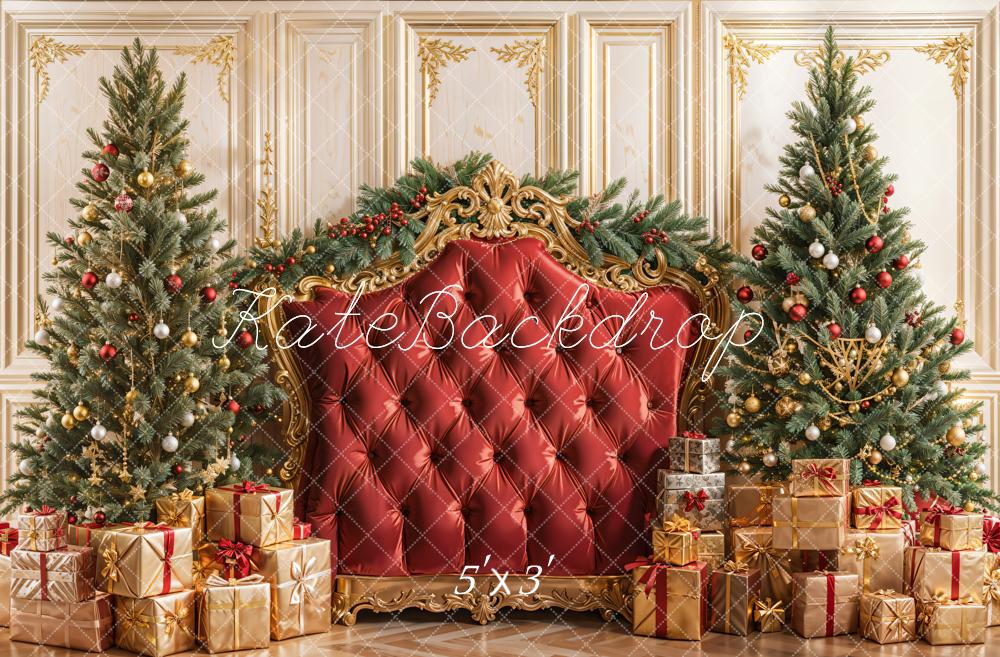Kate Sapin de Noël Tête de lit Cadeaux Rouge Toile de fond conçue par Emetselch - Kate Backdrop FR