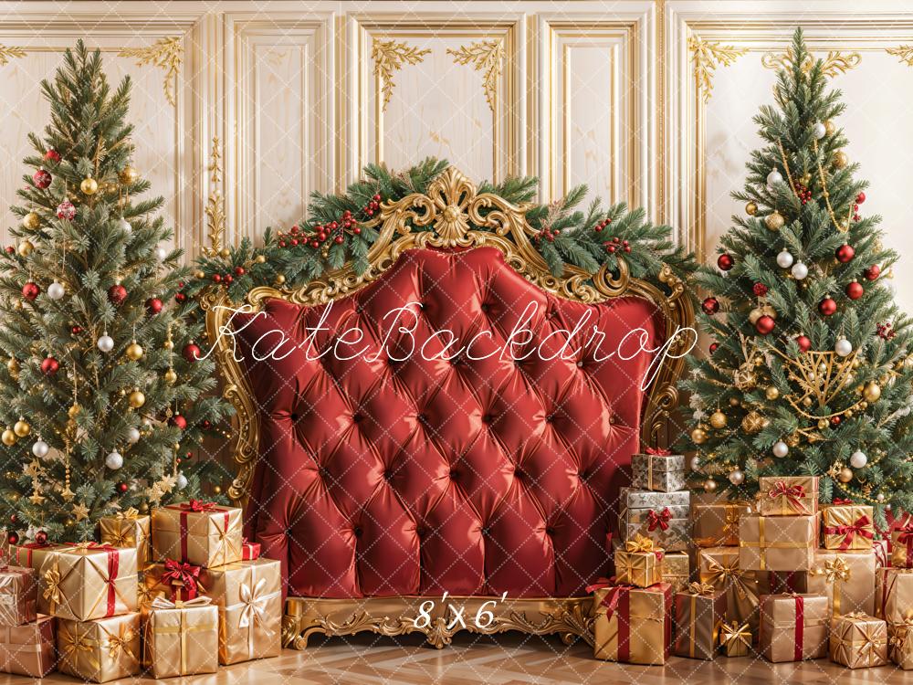 Kate Sapin de Noël Tête de lit Cadeaux Rouge Toile de fond conçue par Emetselch - Kate Backdrop FR