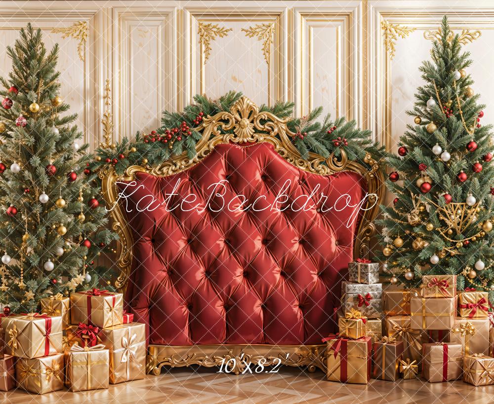 Kate Sapin de Noël Tête de lit Cadeaux Rouge Toile de fond conçue par Emetselch - Kate Backdrop FR