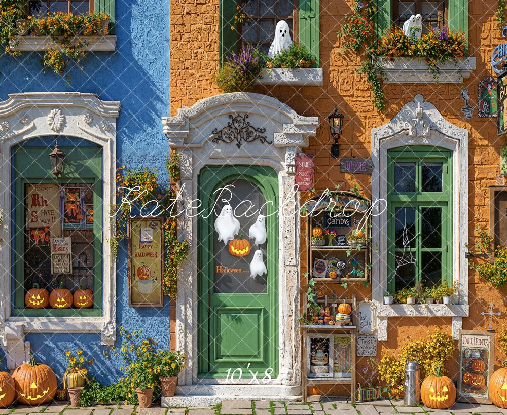 Kate Halloween Rue Boutique Fantômes Toile de fond conçue par Emetselch
