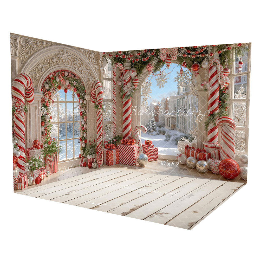 Kate Noël Bonbons Rétro Fenêtre Neige Ensemble de chambre - Kate Backdrop FR