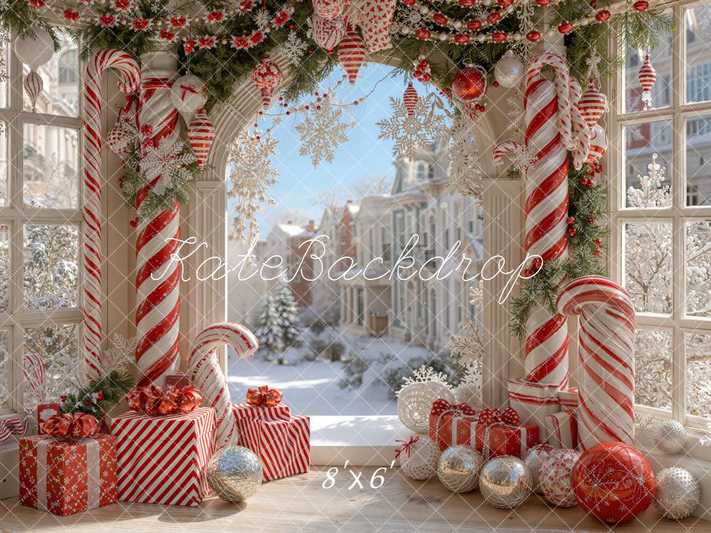 Kate Noël Bonbons Porte Neige Rue Toile de fond conçue par Emetselch - Kate Backdrop FR