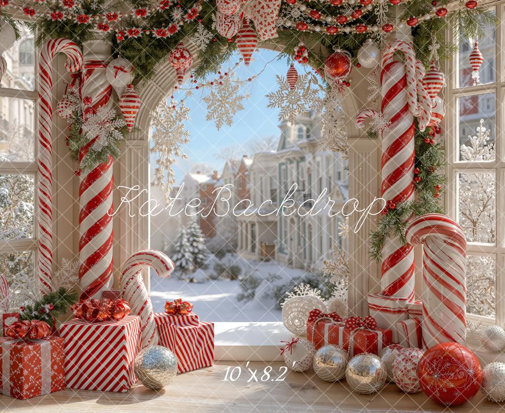 Kate Noël Bonbons Porte Neige Rue Toile de fond conçue par Emetselch - Kate Backdrop FR