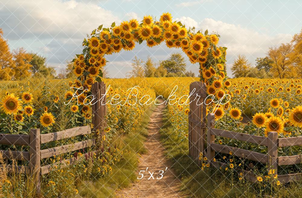 Kate Automne Tournesol Jardin Chemin Toile de fond conçue par Emetselch - Kate Backdrop FR