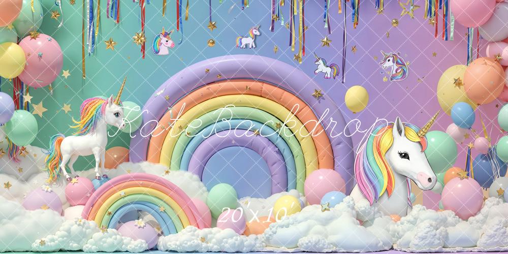 Kate Anniversaire Licorne Arc-en-ciel Ballon Toile de fond conçue par Emetselch - Kate Backdrop FR