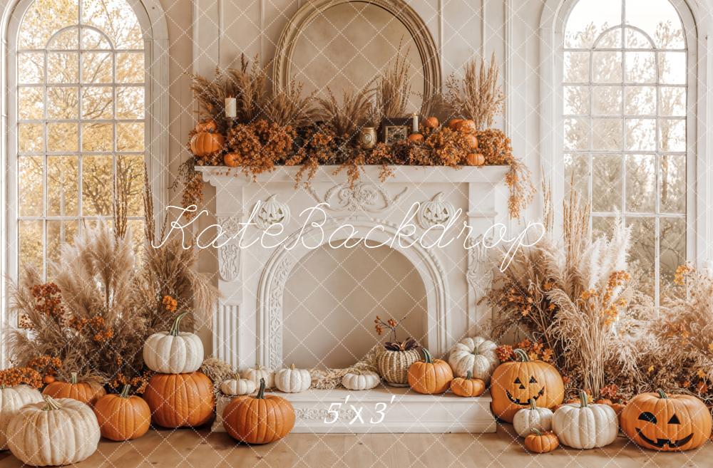 Kate Automne Bohème Cheminée Citrouille Toile de fond conçue par Emetselch - Kate Backdrop FR