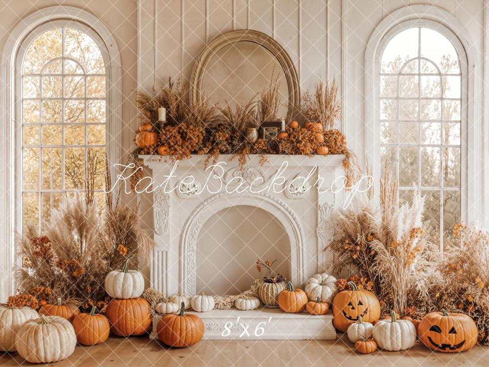 Kate Automne Bohème Cheminée Citrouille Toile de fond conçue par Emetselch - Kate Backdrop FR