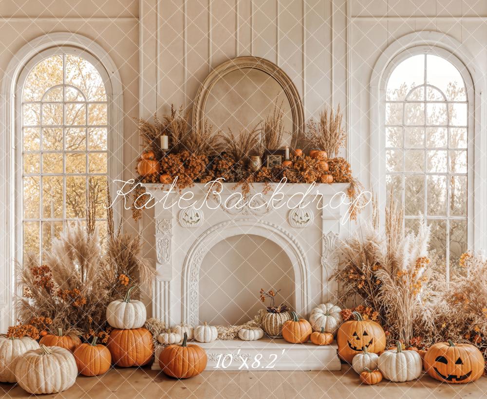 Kate Automne Bohème Cheminée Citrouille Toile de fond conçue par Emetselch - Kate Backdrop FR