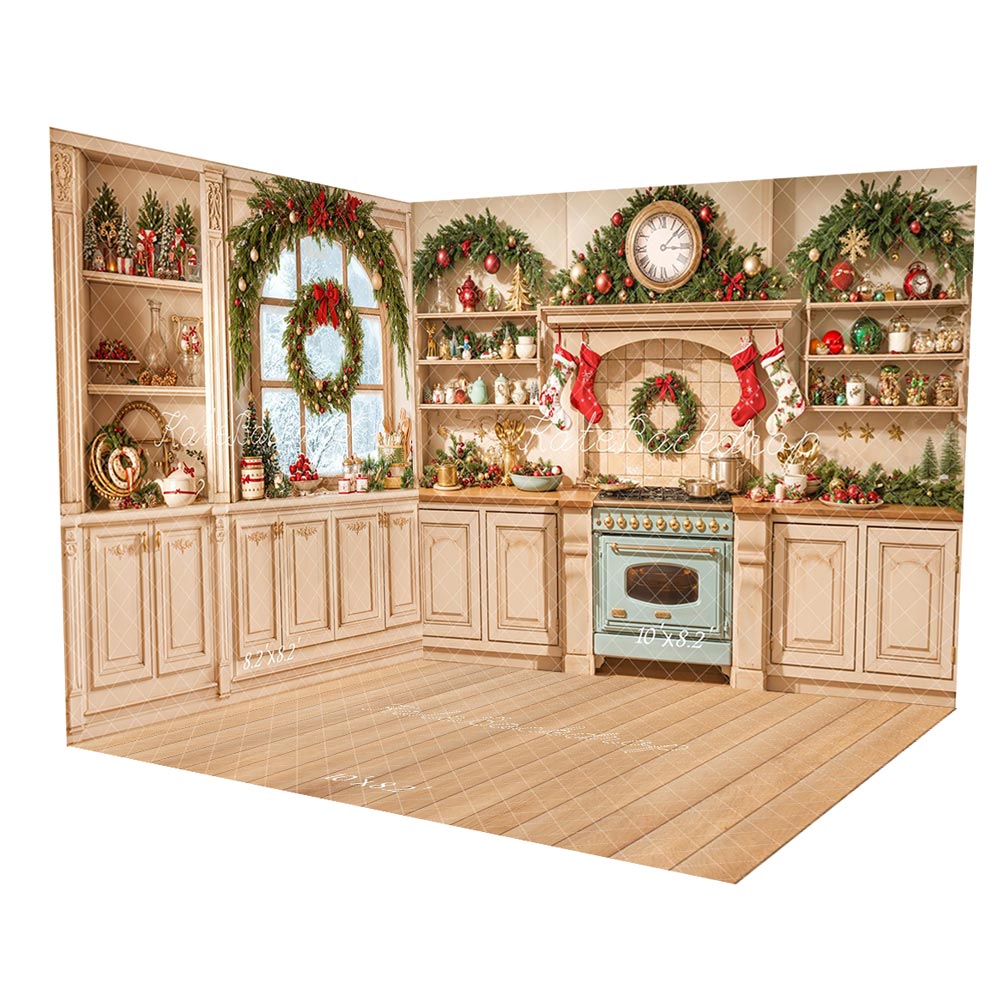 Kate Noël Cuisine Armoire Fenêtre Décors Ensemble de chambre - Kate Backdrop FR