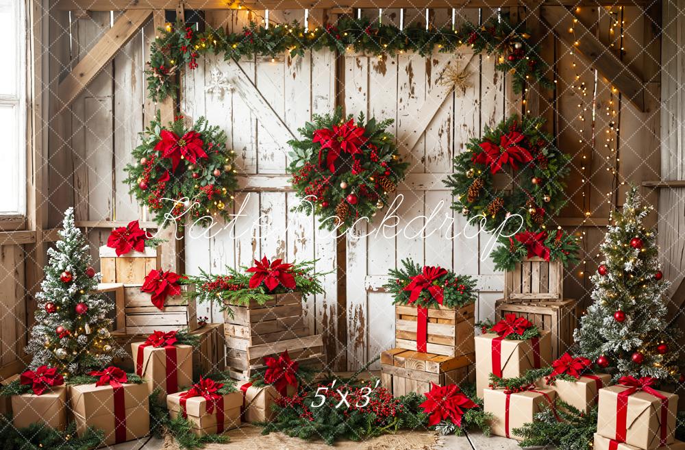 Kate Noël Rustique Grange Porte Cadeaux Toile de fond conçue par Emetselch - Kate Backdrop FR